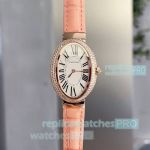 Swiss Quartz Cartier Baignoire Rose Gold Diamond-set Watches 29mm